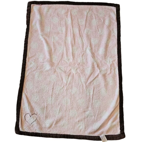 Carter's Baby Girl Blanket Heart Polka Dot Pink Plush Fleece 30x40 Brown - Picture 3 of 7